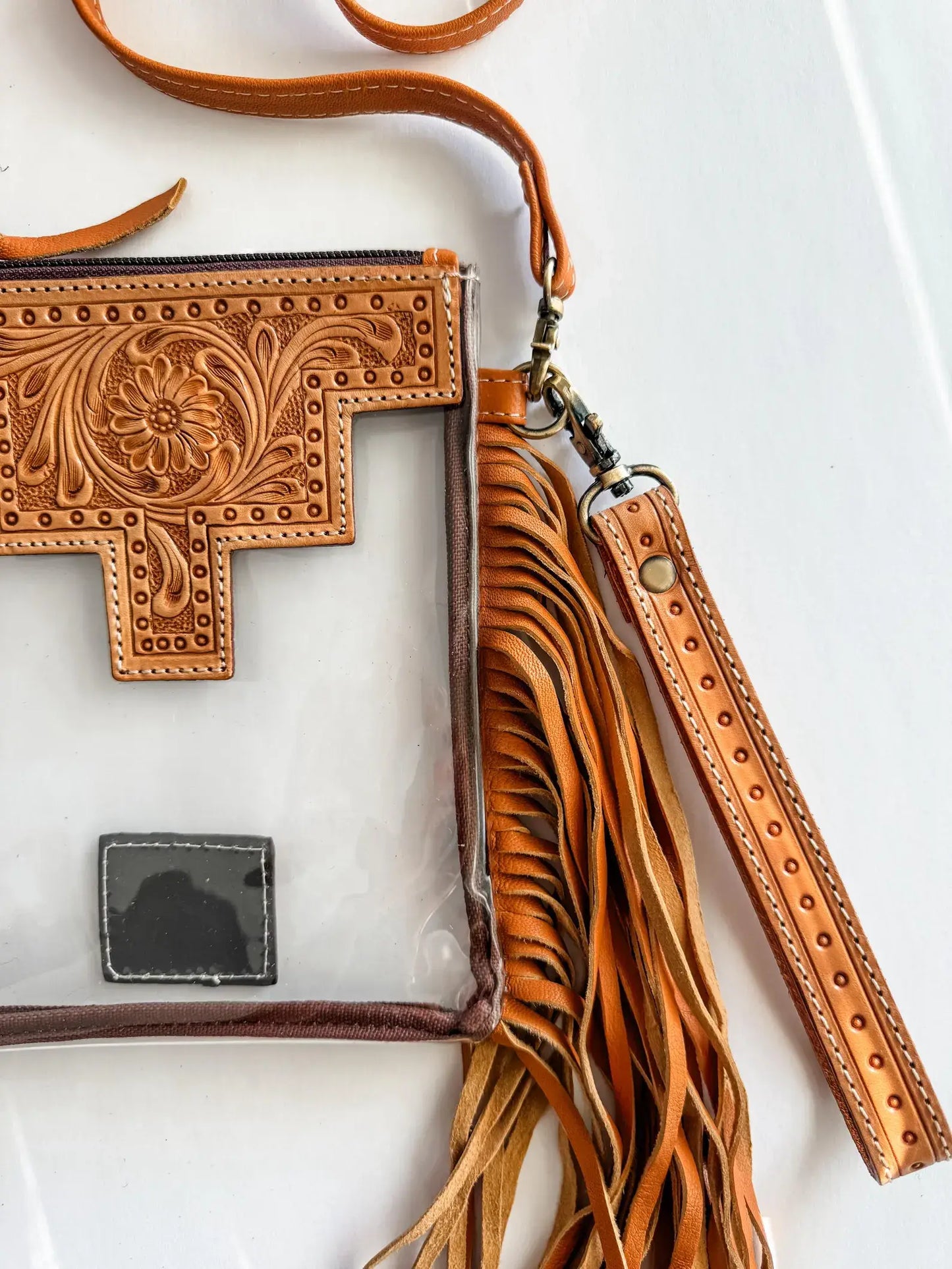 SMALL - Hand Tooled Clear Concert bag