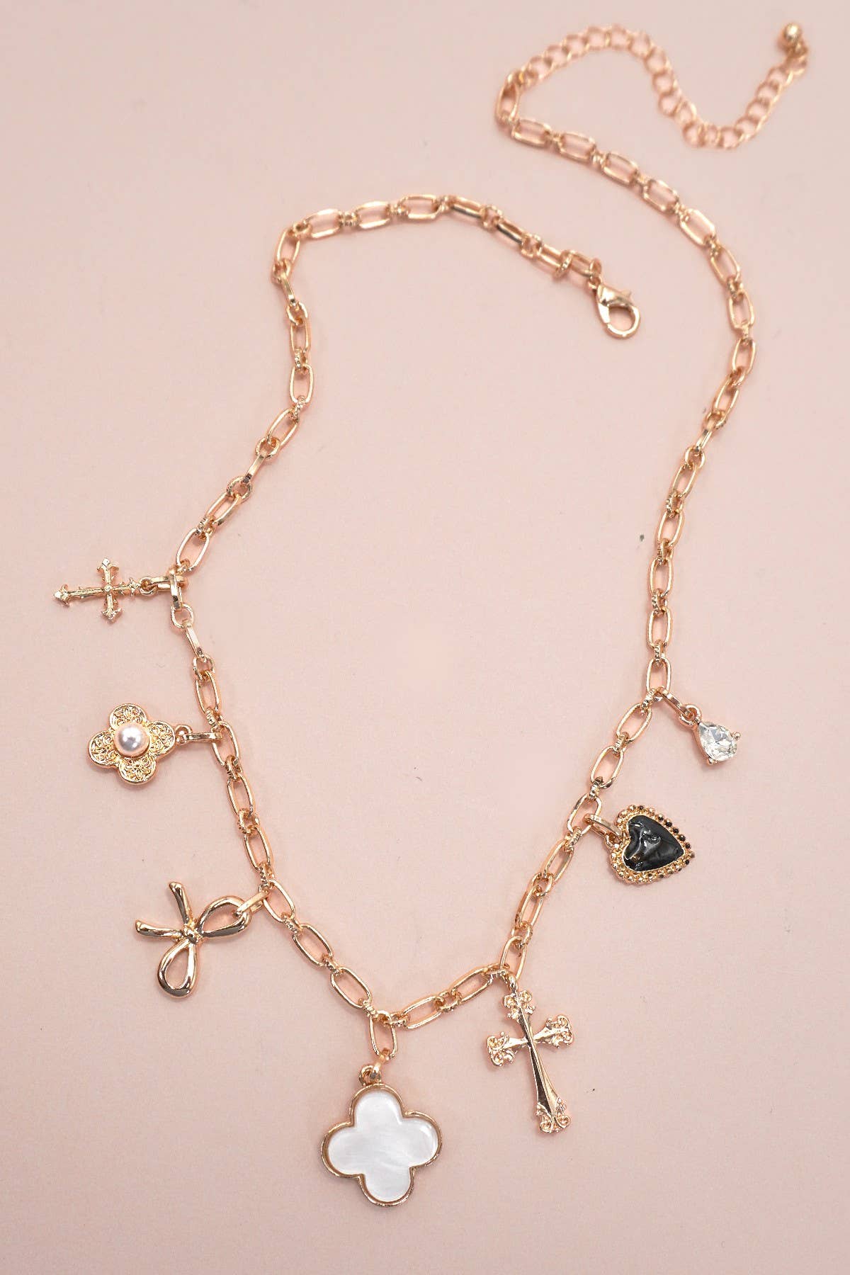 Cross bow charm necklace