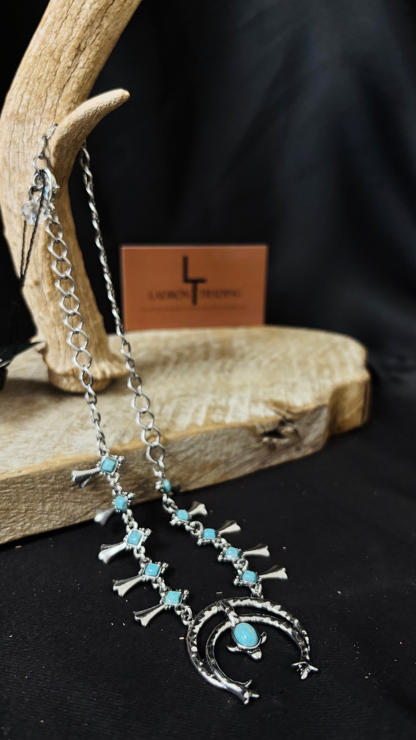 Silver blue turquoise squash boot chain