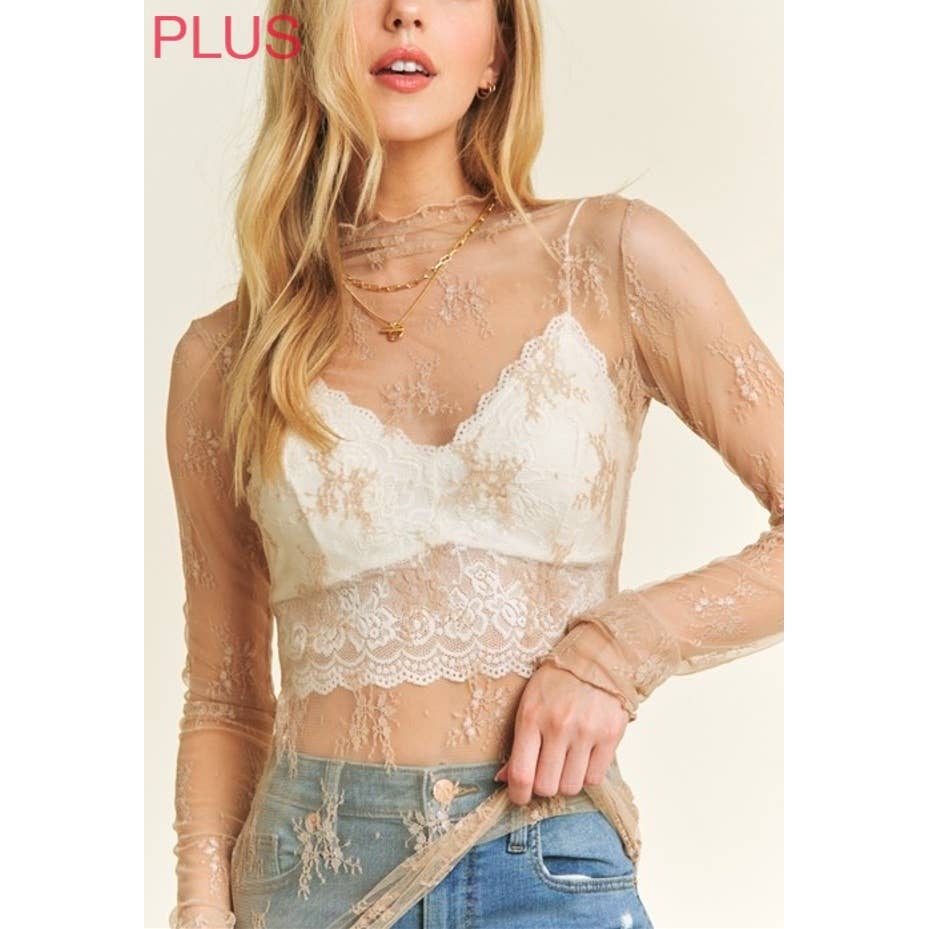 PLUS SIZE MESH TOP