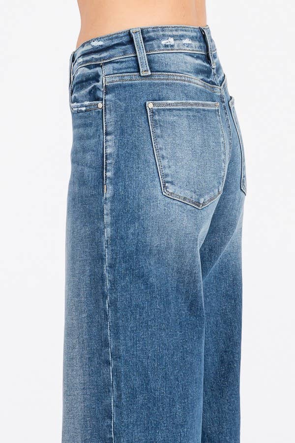 Mid rise wide leg jeans