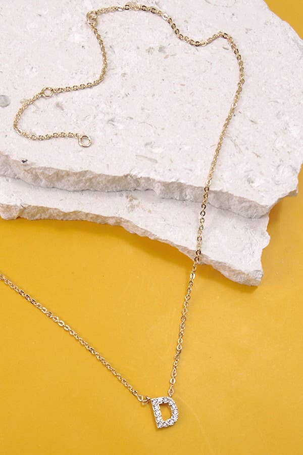 RHINESTONE INITIAL NECKLACE