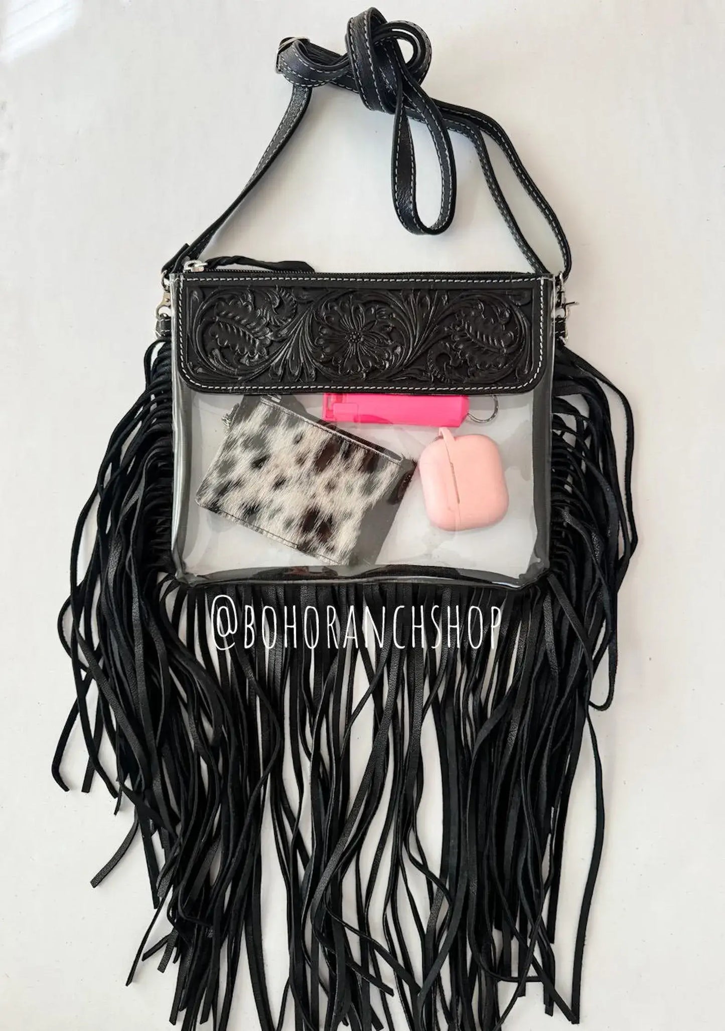 Hand Tooled Clear purse
