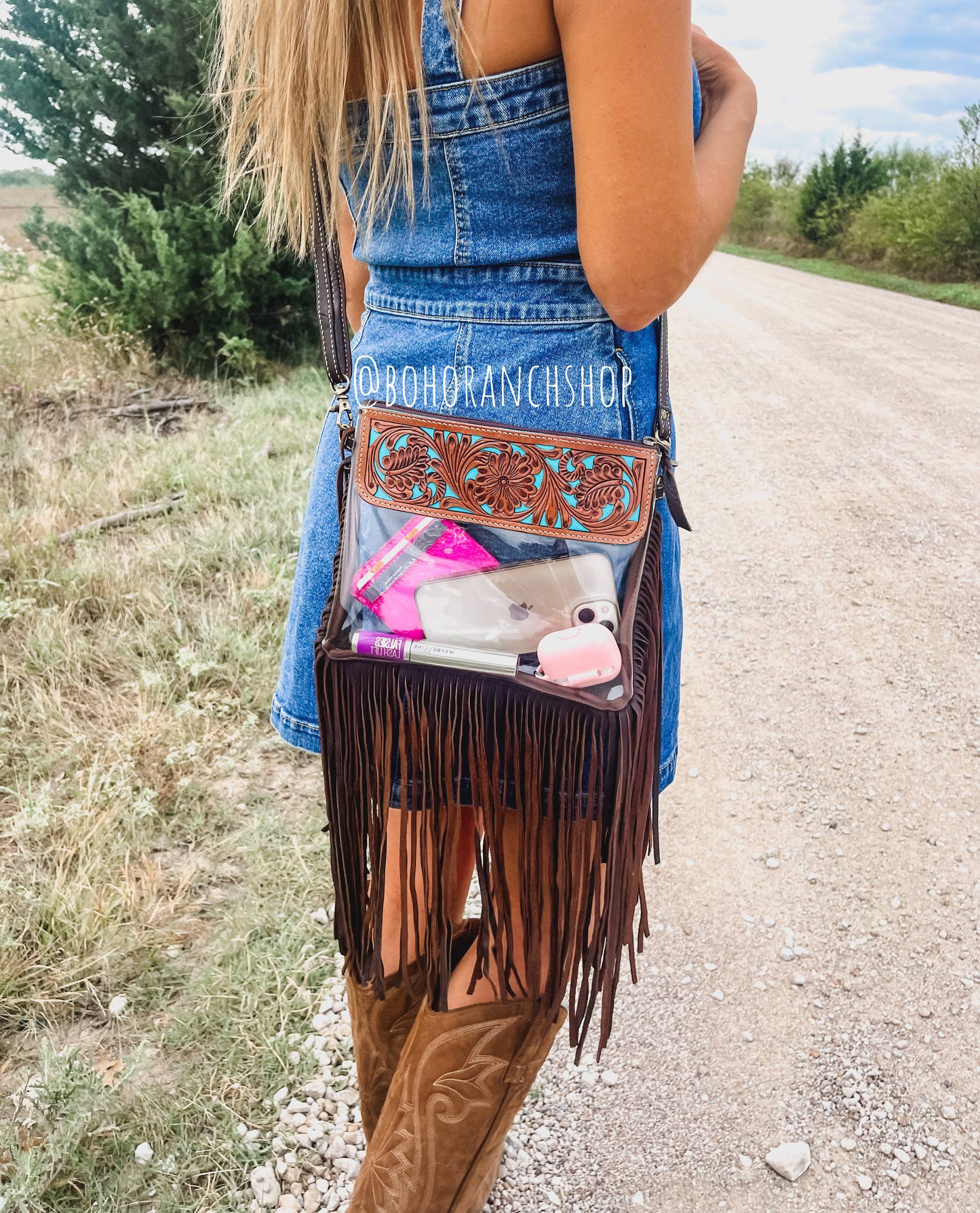 Hand Tooled Clear purse