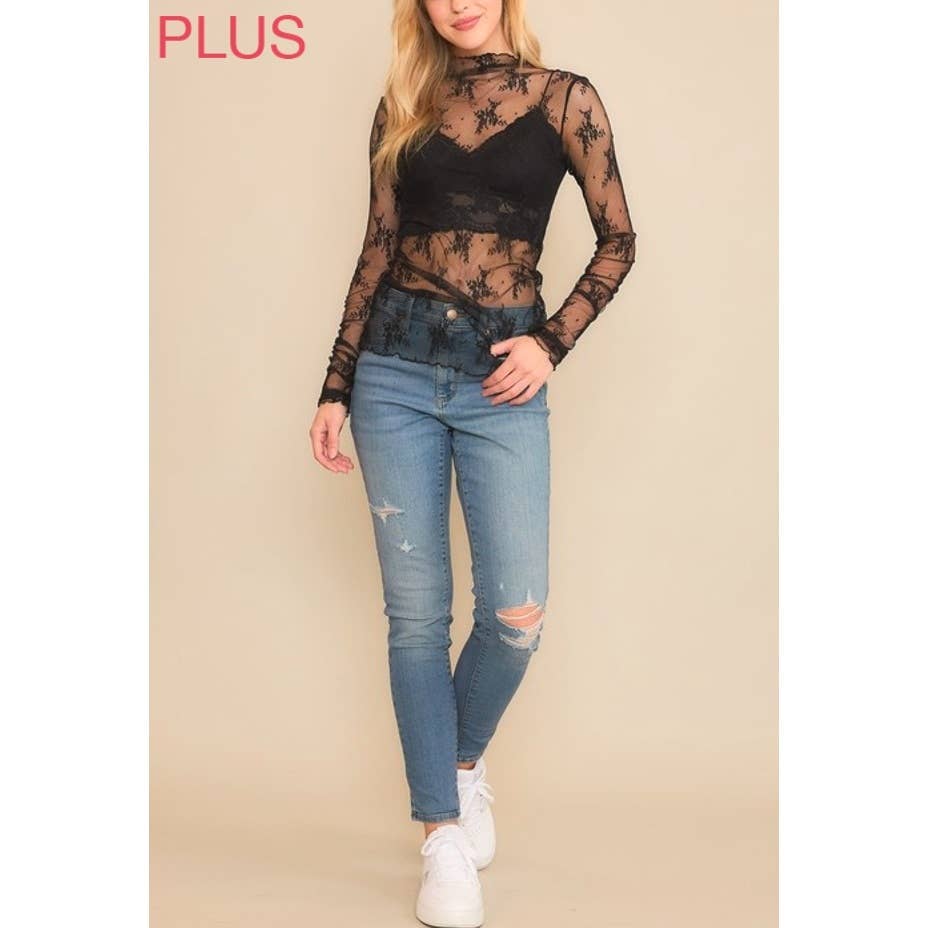 PLUS SIZE MESH TOP