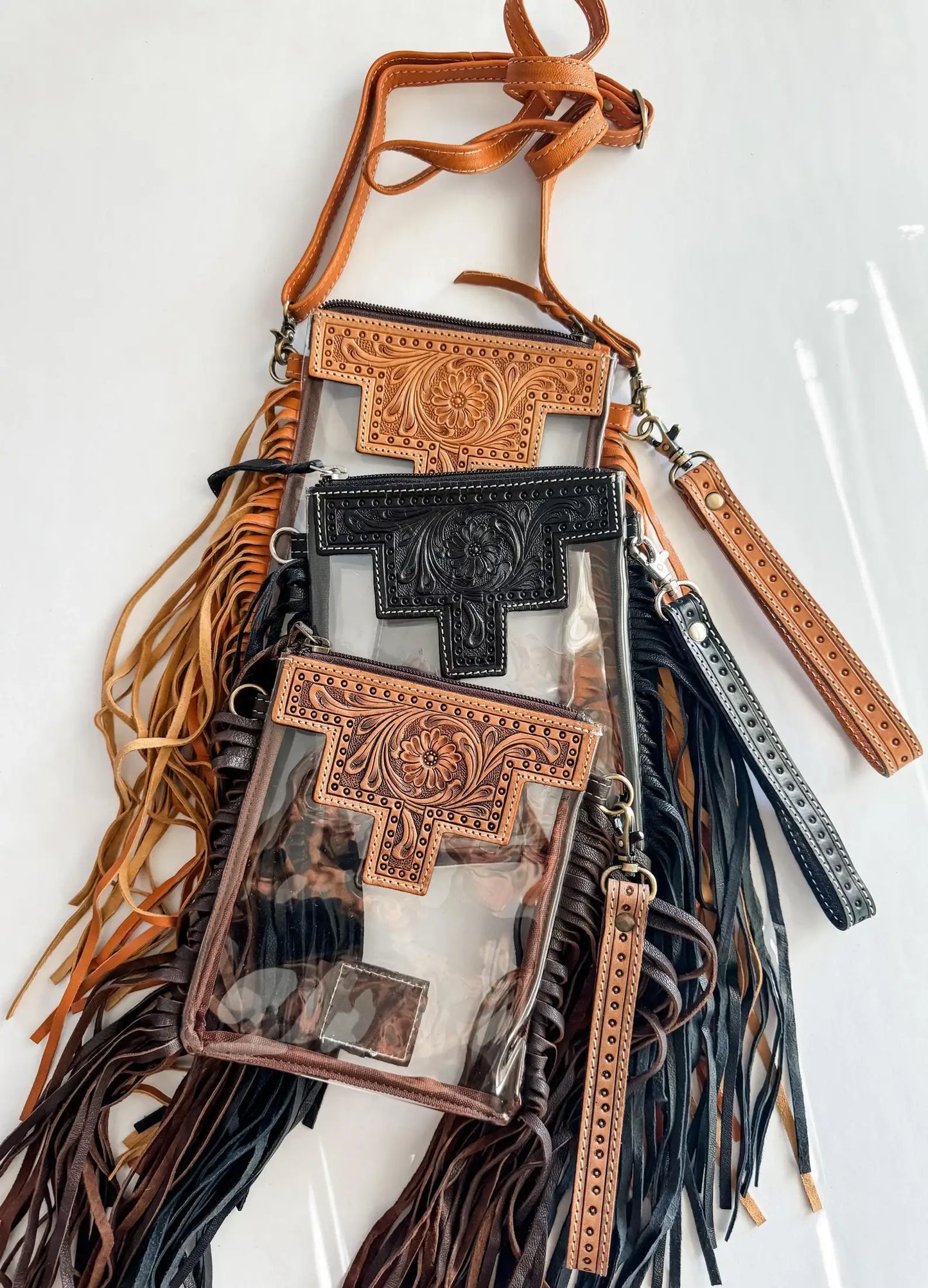 SMALL - Hand Tooled Clear Concert bag