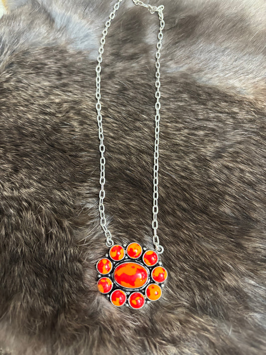 Silver Plated Fire Spiny Orange 18”