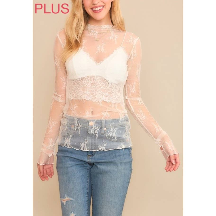PLUS SIZE MESH TOP