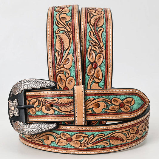 Mint Green Floral Tooled Leather