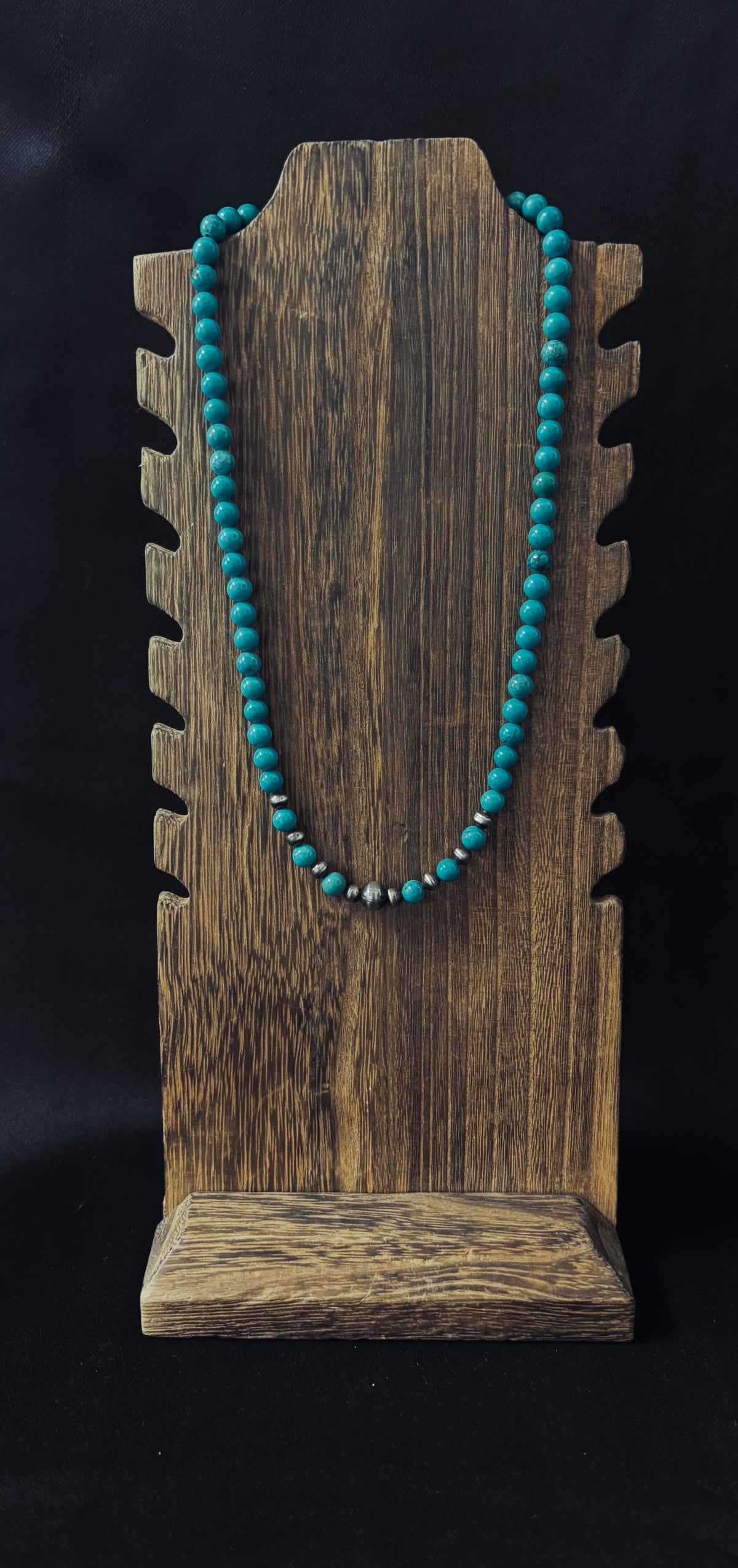 Turquoise Stone & Silver Plated Pearl Necklace