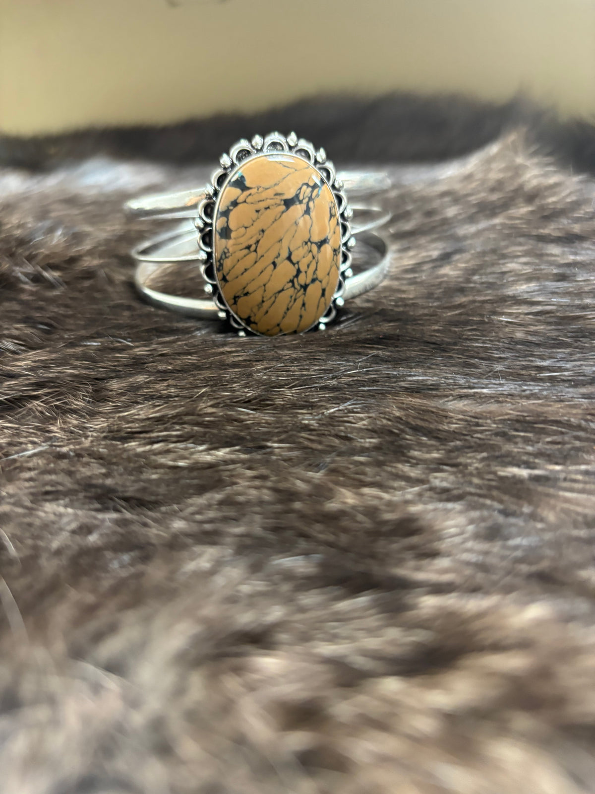 Brown Obsidian Silver Plated Bracelet