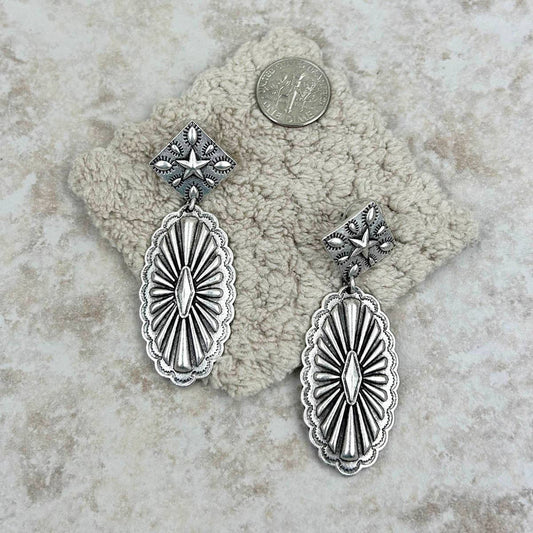 Silver metal concho Earrings