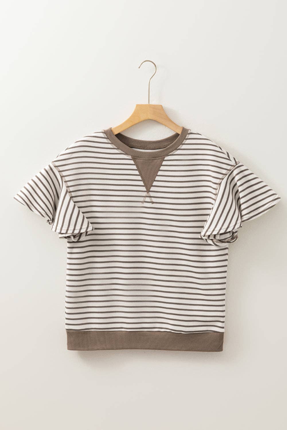 Striped Ruffle Short Sleeve Top