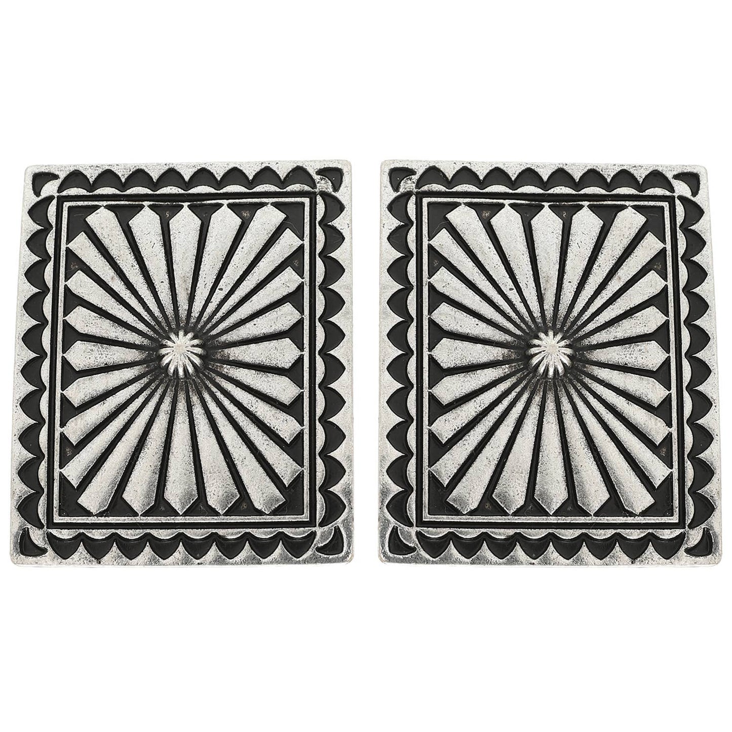 Western Rectangle Sunray Concho Earrings