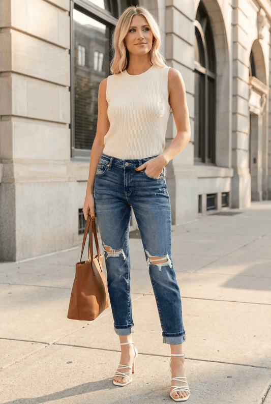 MID RISE BOYFRIEND JEANS