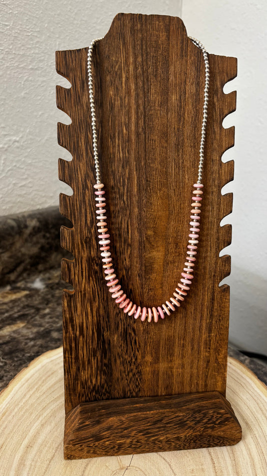 3mm Pink Conch beads with silver