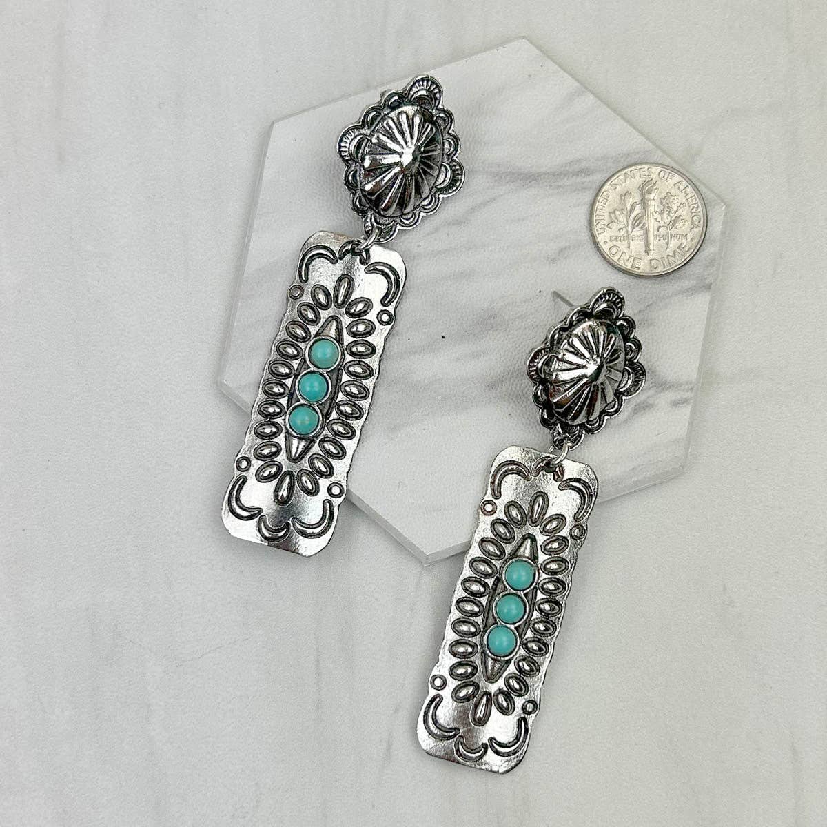 Silver metal with blue turquoise stone Earrings