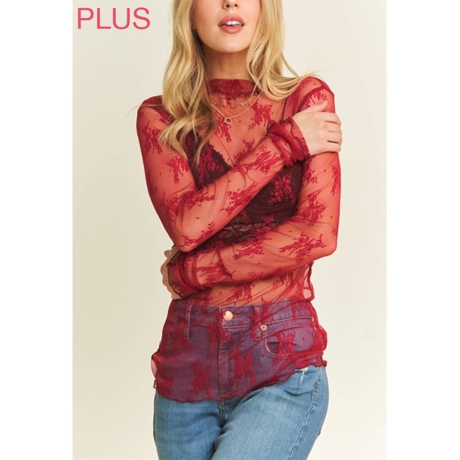 PLUS SIZE MESH TOP
