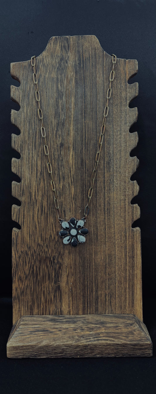 Black & White Flower Necklace