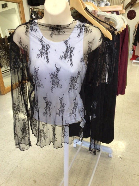 Black mesh top