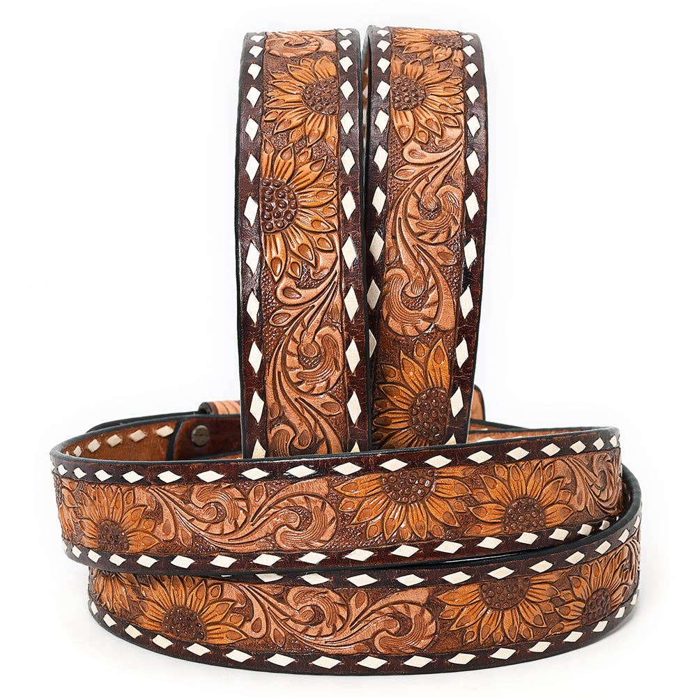 Sunflower Floral Design with Tooled Buckle