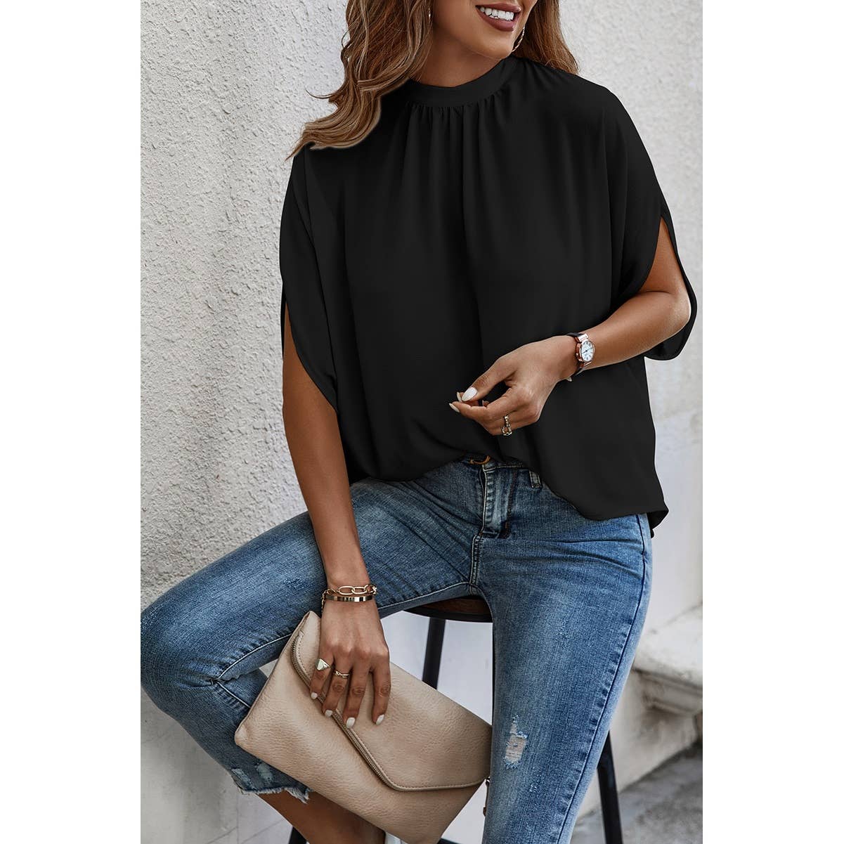 Solid Cape Loose Top