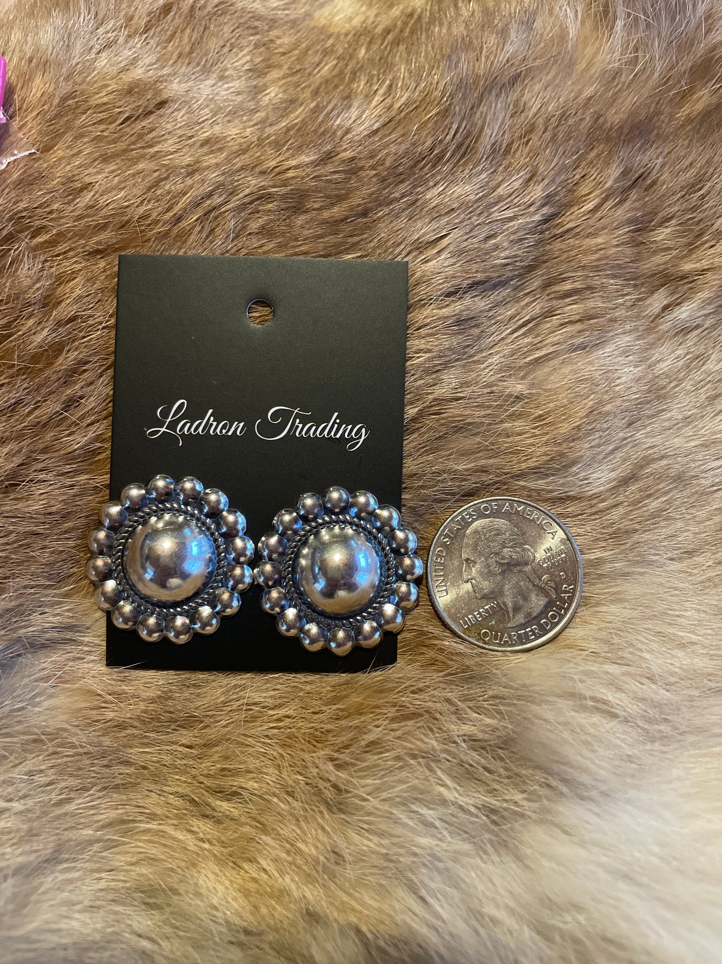 Large Silver Dot stud earrings