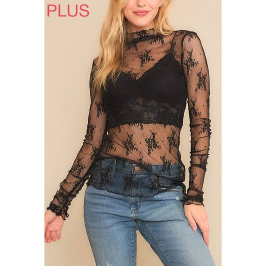 PLUS SIZE MESH TOP