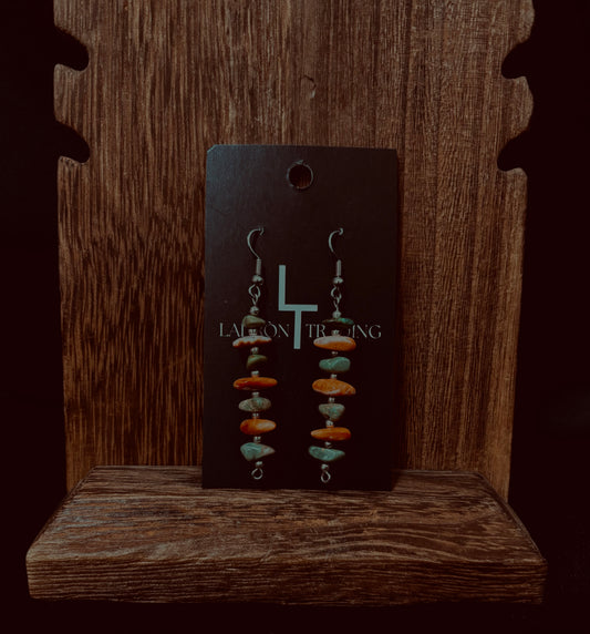 Spiny oyster and turquoise earrings