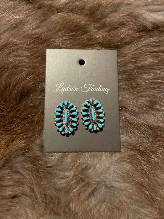 Blue turquoise cluster studs