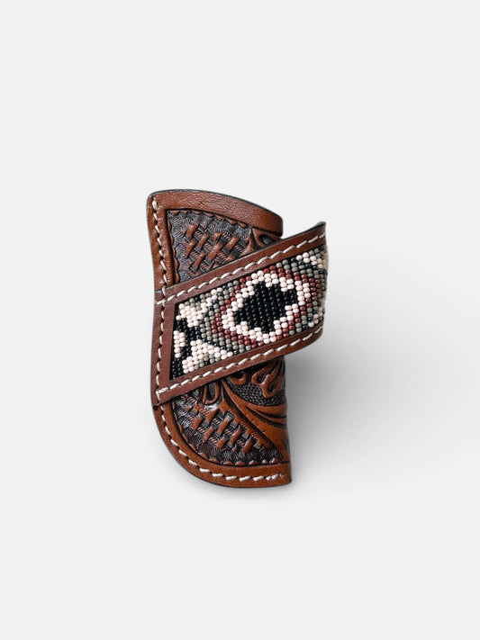 Aztec tooled leather sheath 