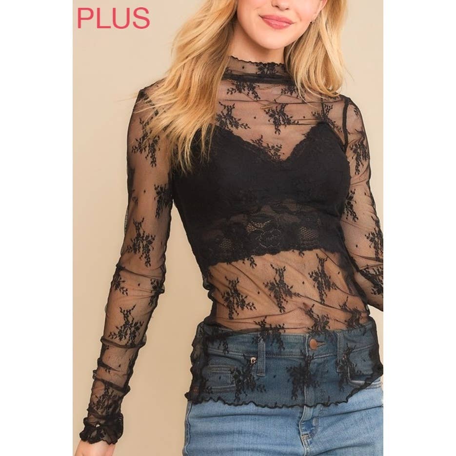 PLUS SIZE MESH TOP