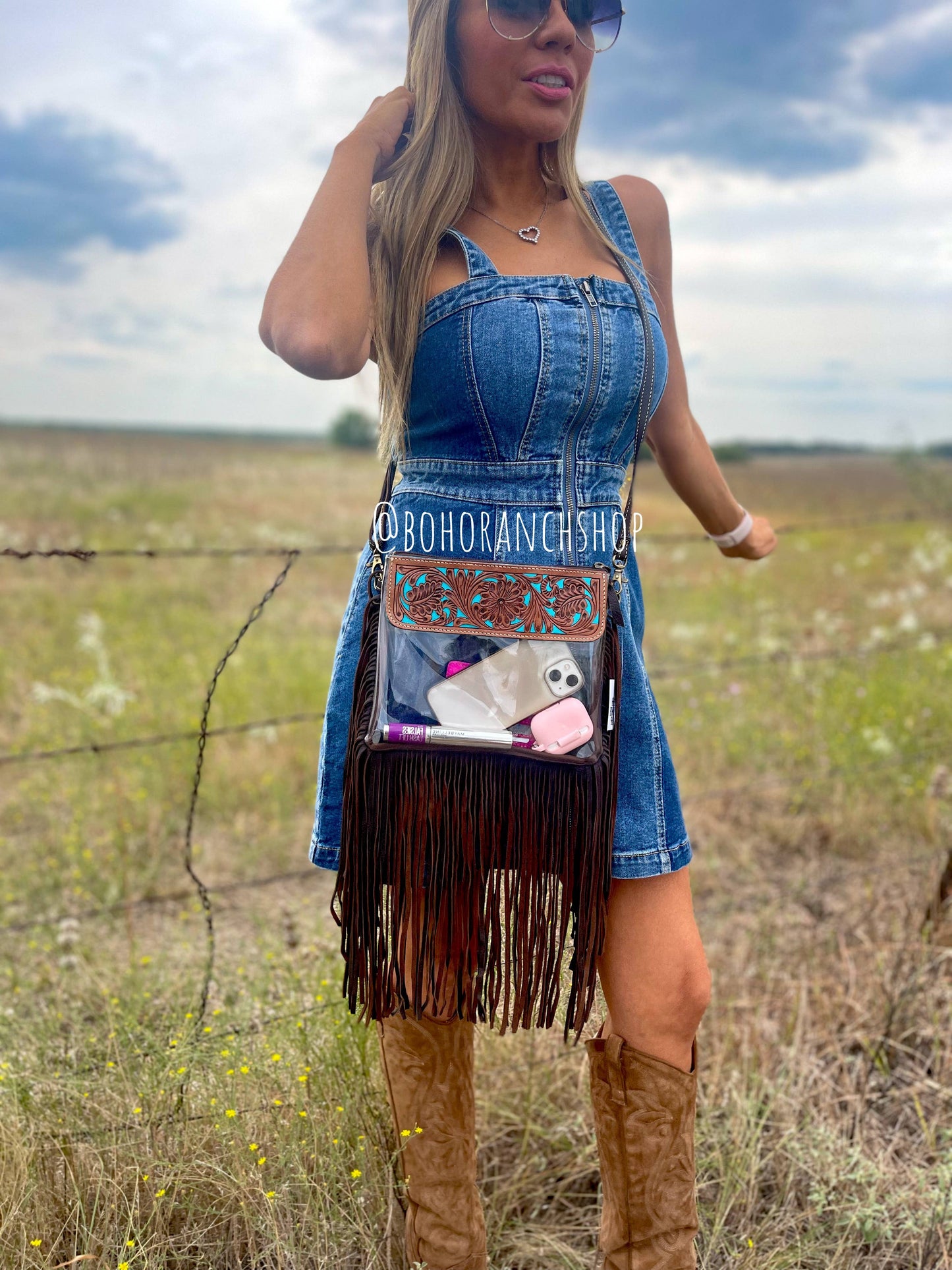 Hand Tooled Clear purse