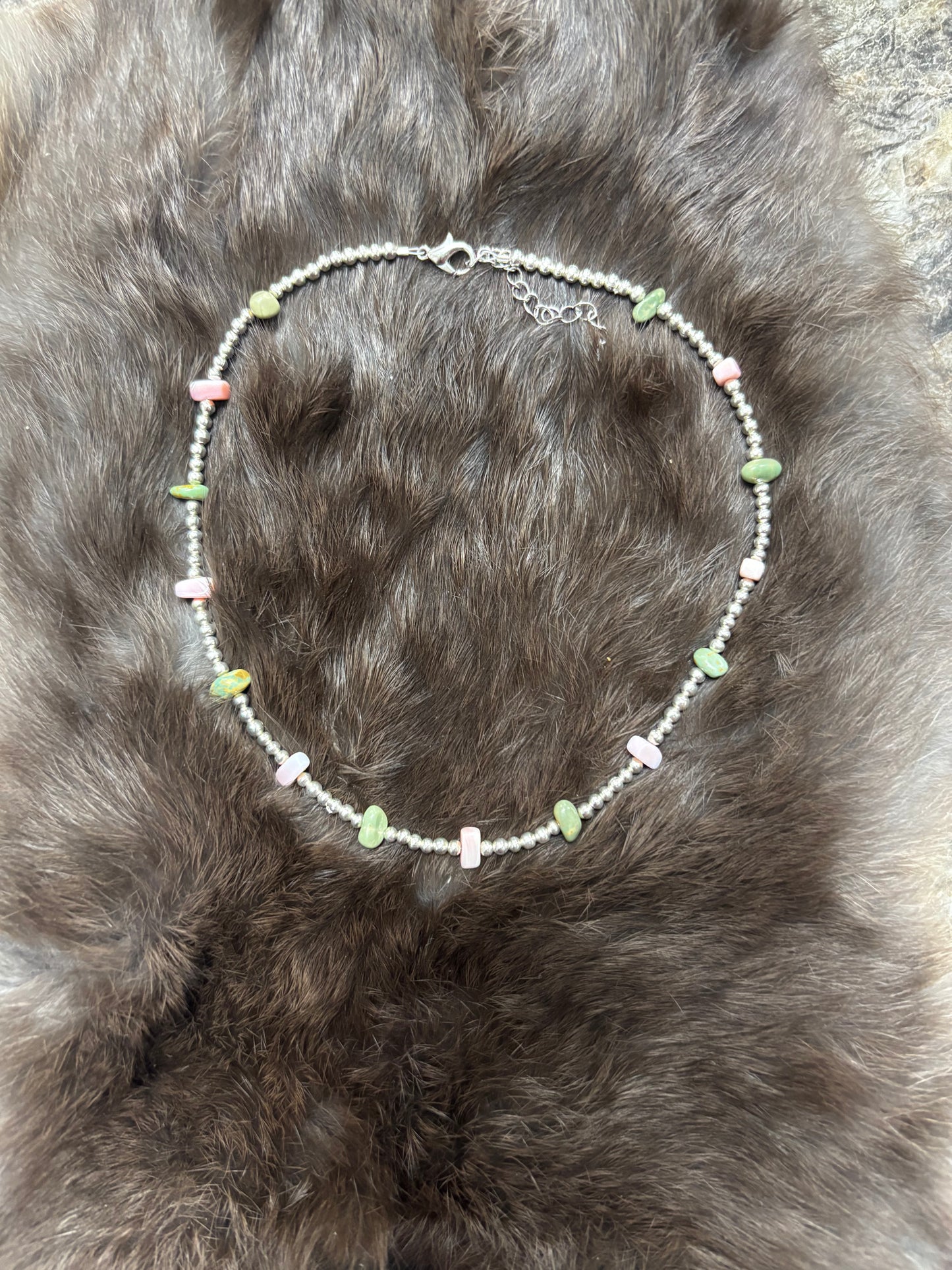 Pink And Green Beaded Chocker