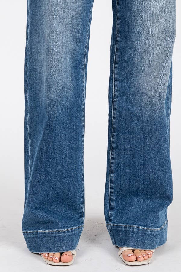 Mid rise wide leg jeans