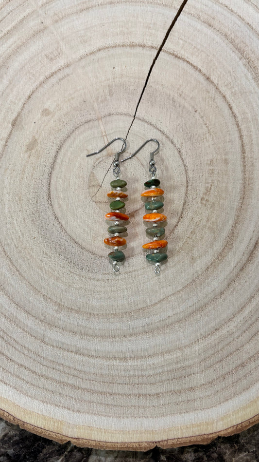Spiny oyster and turquoise earrings