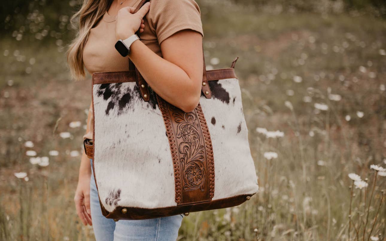 Large leather weekender bag