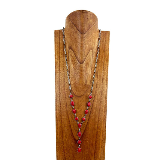 30 inches red stone Necklace