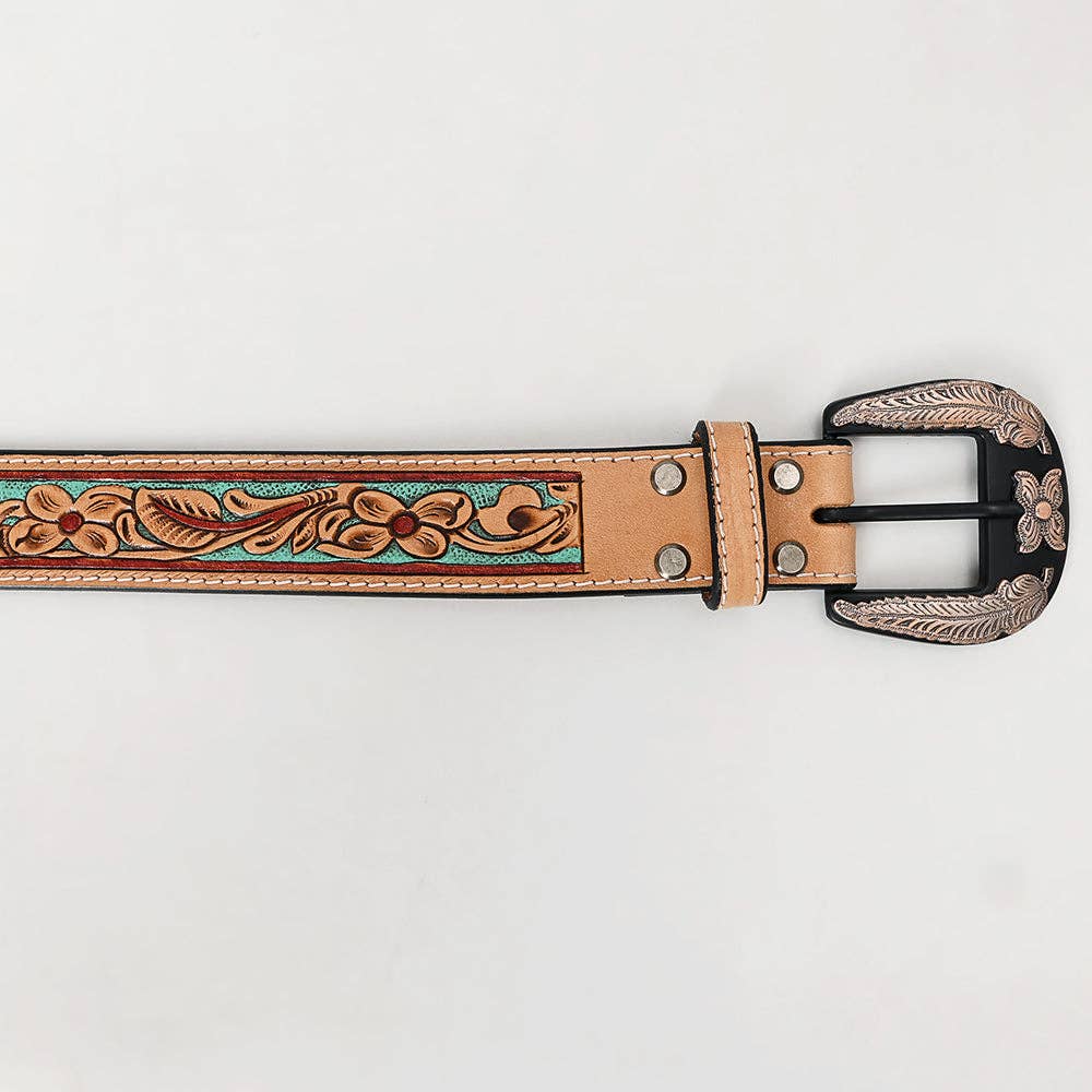 Mint Green Floral Tooled Leather