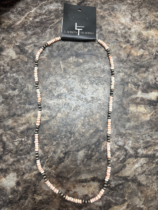 Pink Stone & Pearl Necklace