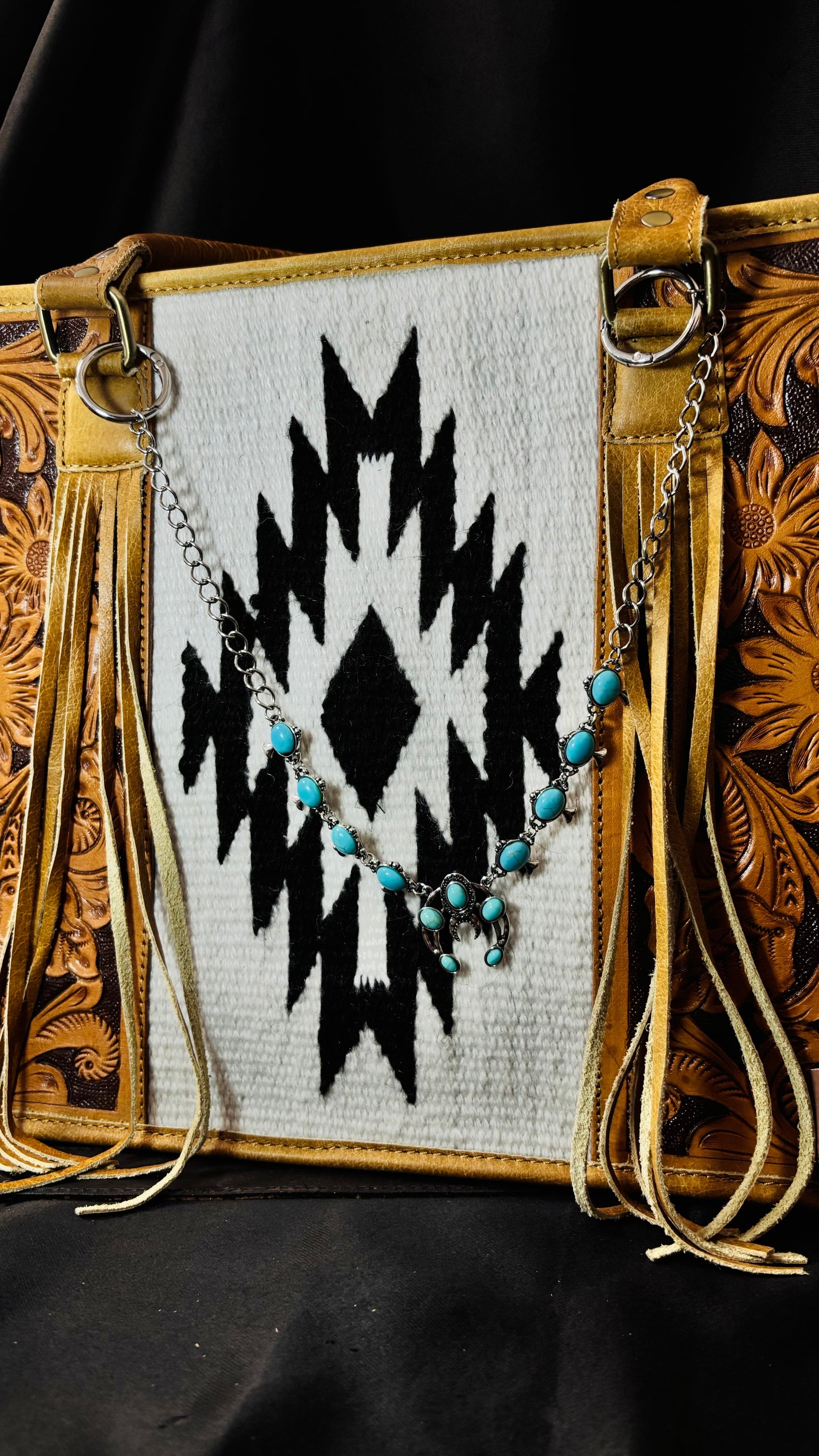 Turquoise squash purse chain