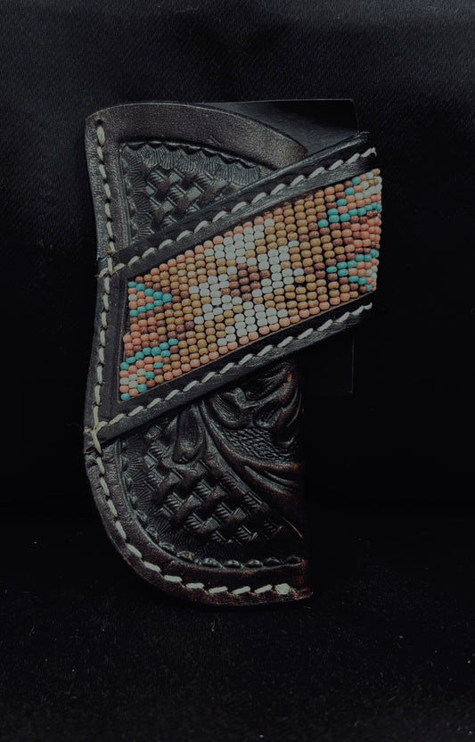 Black Aztec leather sheath 