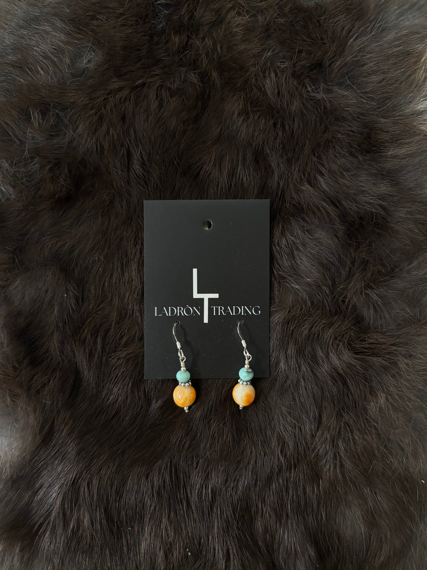 Turquoise Orange Stone Earrings