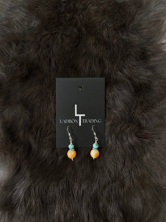 Turquoise Orange Stone Earrings