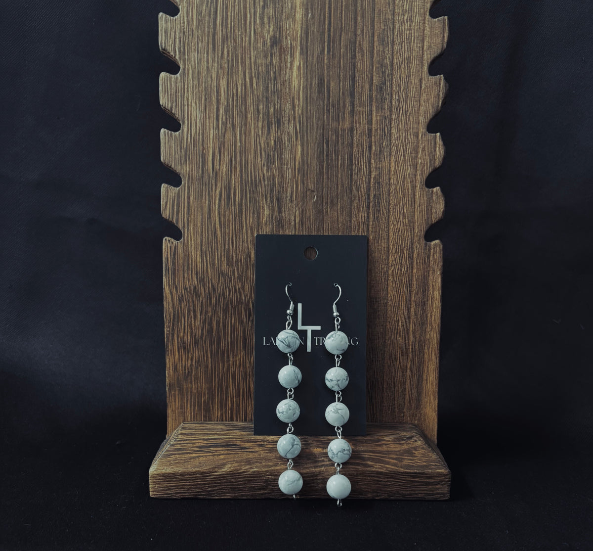 White Stone Dangle Earrings