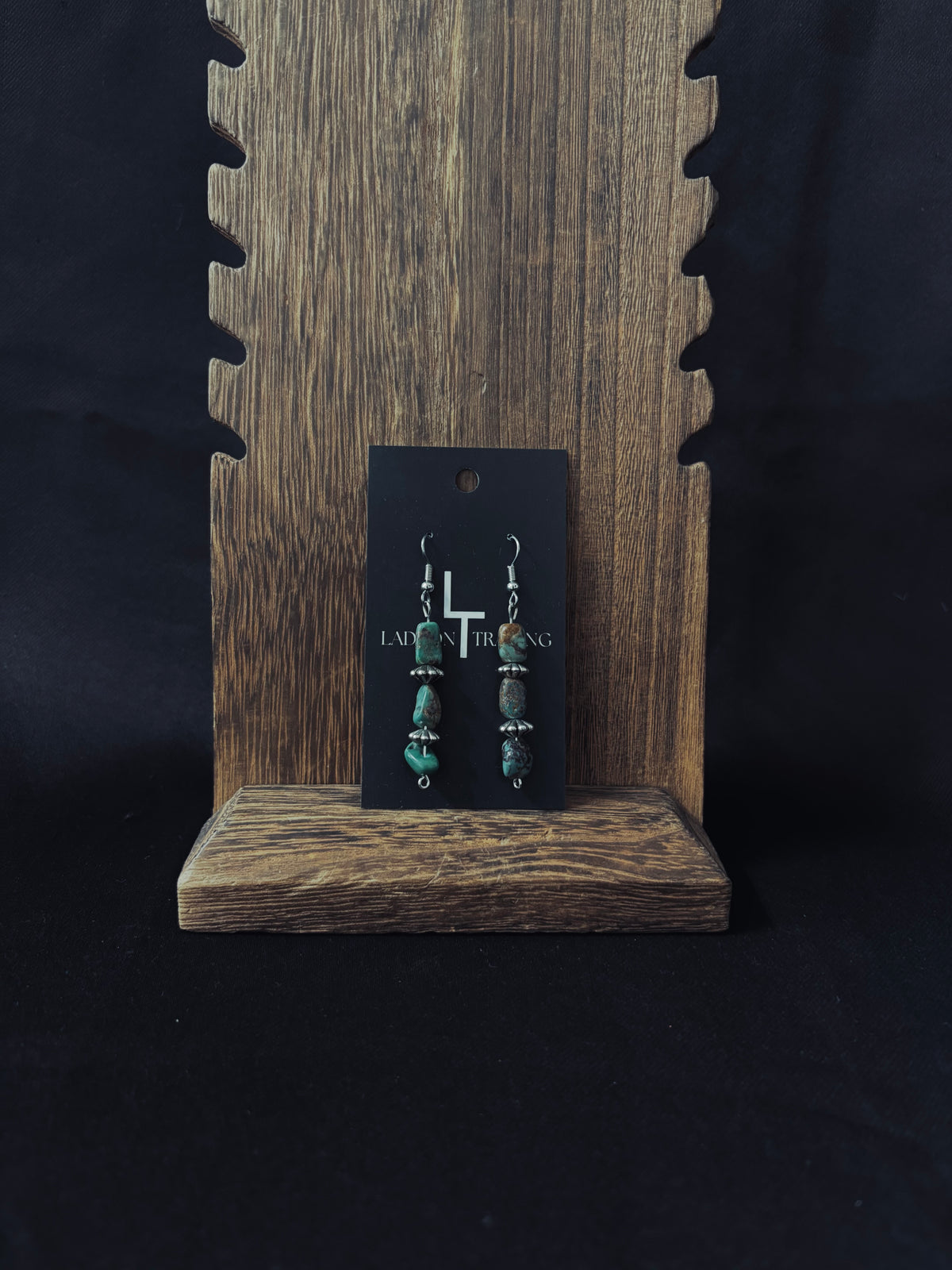 Green Stone / Spiral Pearl Earrings