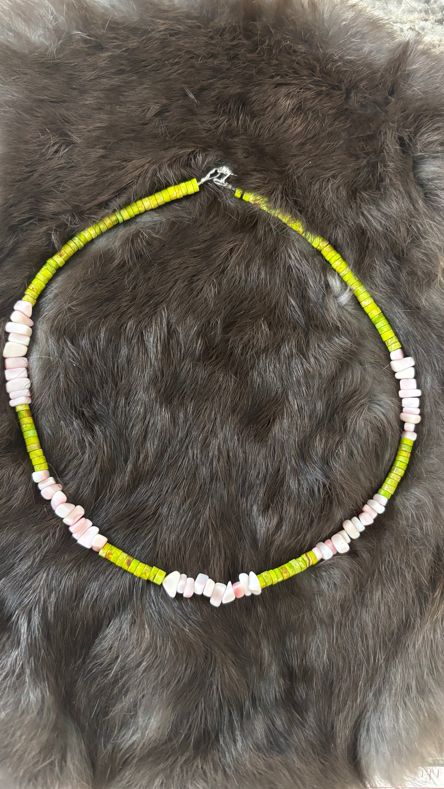 Green pink necklace
