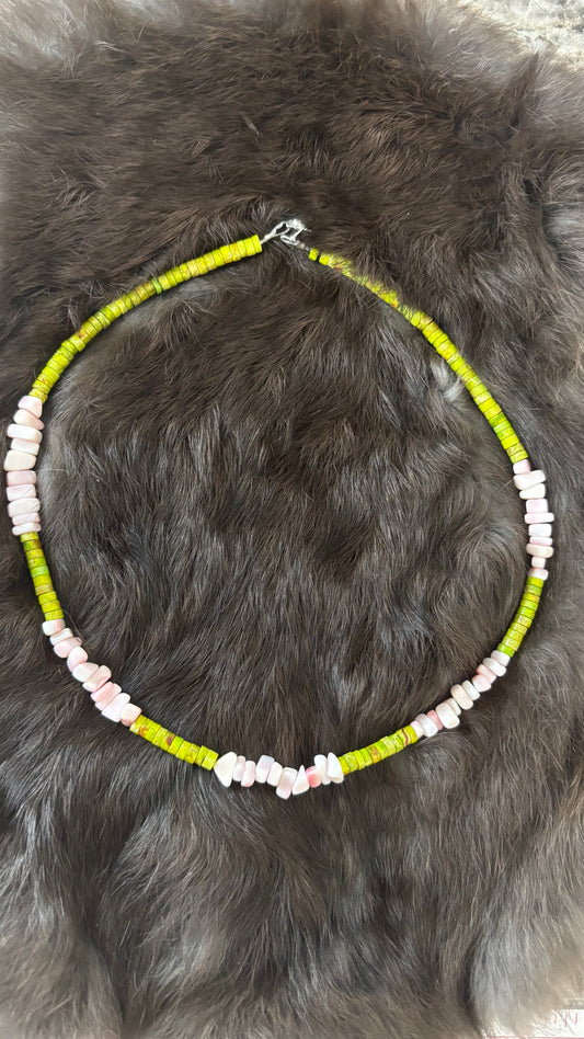 Green pink necklace