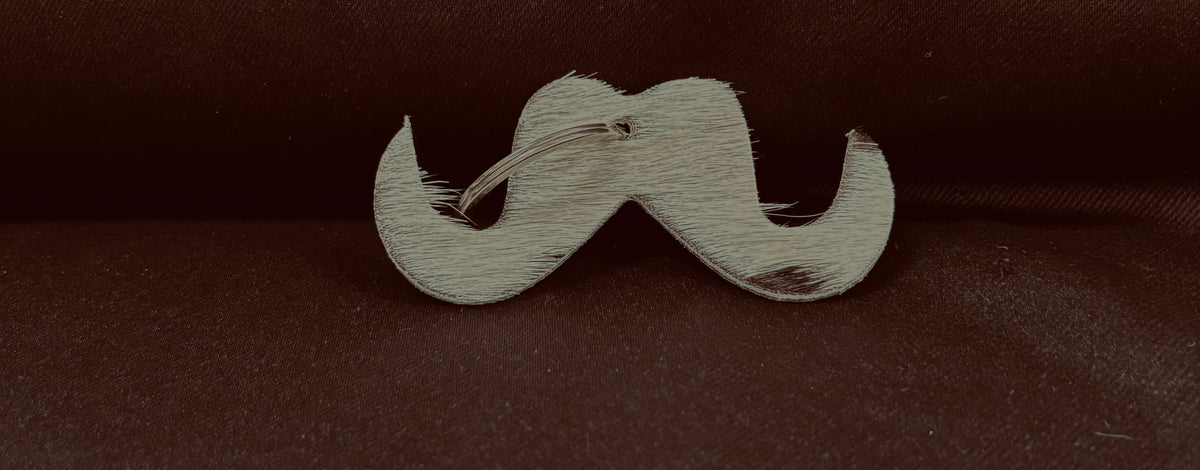 Cow Print Mustache Keychain