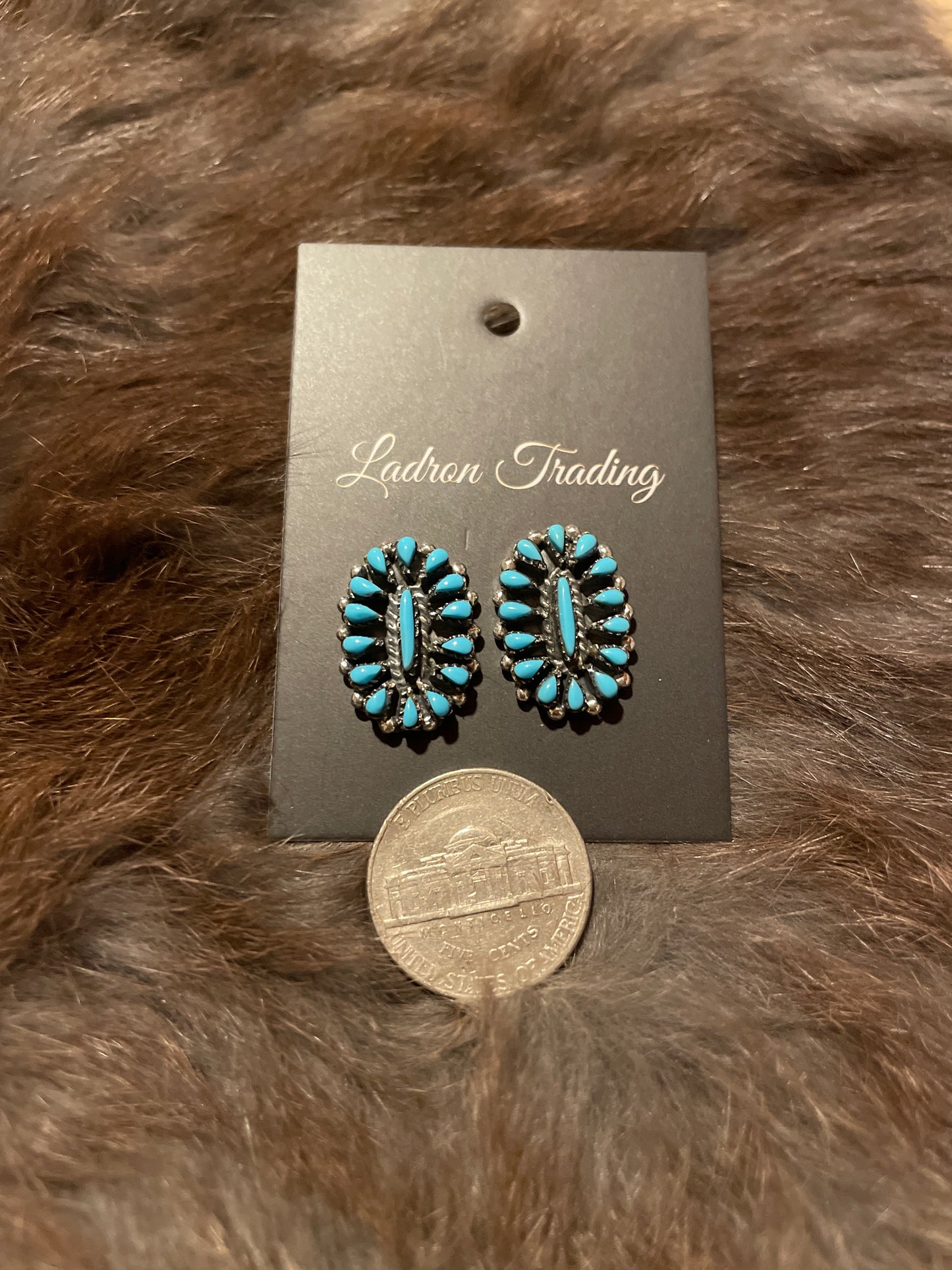 Blue turquoise cluster studs